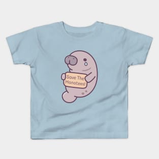 Cute Crying Manatee, Save The Manatees Kids T-Shirt